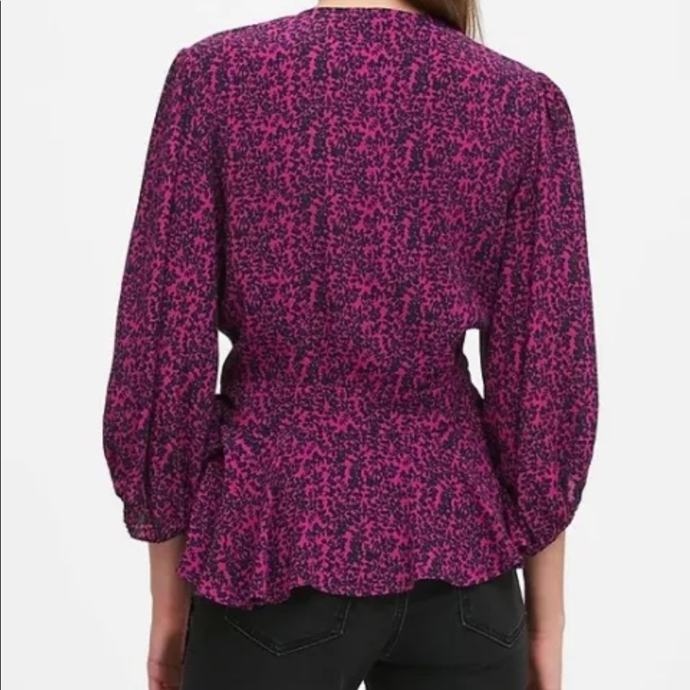 XS Banana Republic Peplum crepe floral wrap tie blouse